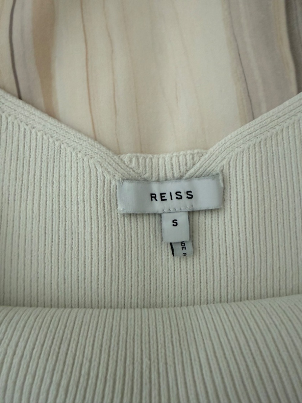 REISS Daisy Sweetheart Neck Tank Top Ribbed Sleeveless Stretch White Size Small - Picture 6 of 15
